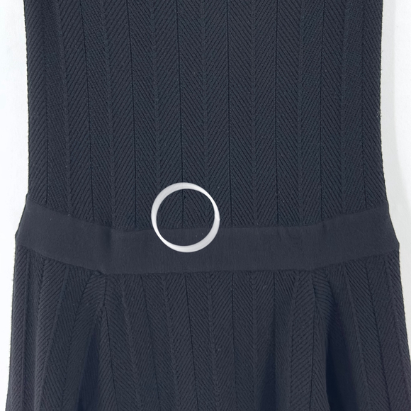 MILLY Black Sleeveless Textured Knit DROP WAIST Stripe PREPPY Dress WOMENS M - Picture 8 of 8